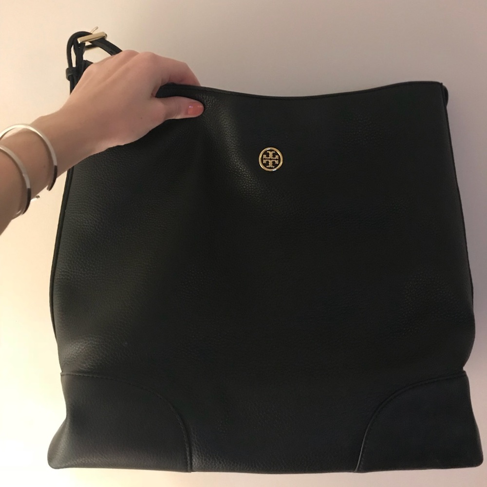 Black Leather Tory Burch Hobo Bag